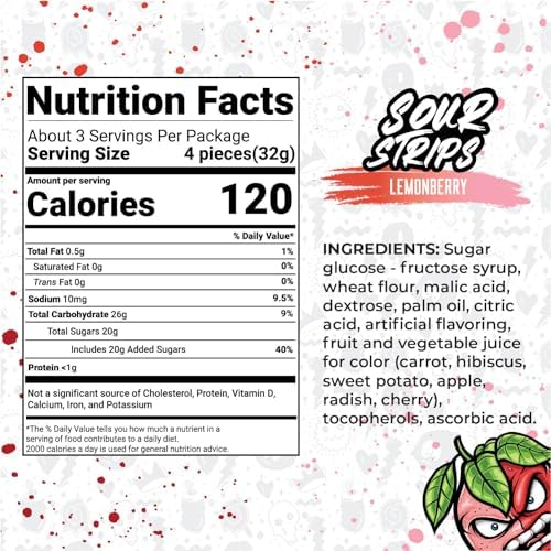 SOUR STRIPS Lemonberry resealable bag maintains freshness for snacking.