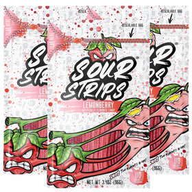 SOUR STRIPS Lemonberry belt front view highlights bold tangy flavor.