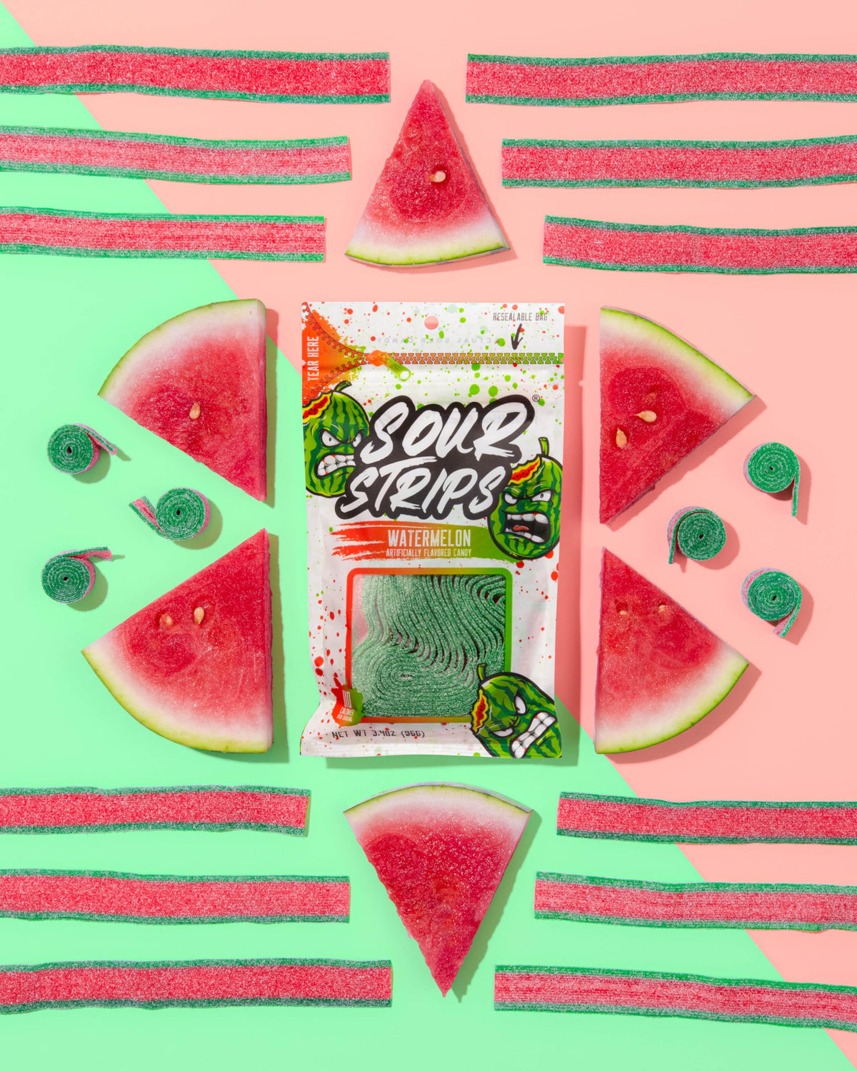 SOUR STRIPS Six-flavor variety pack ready for sharing and tastier moments.