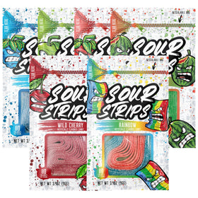 SOUR STRIPS Watermelon sour belts in a resealable bag for on-the-go tang.