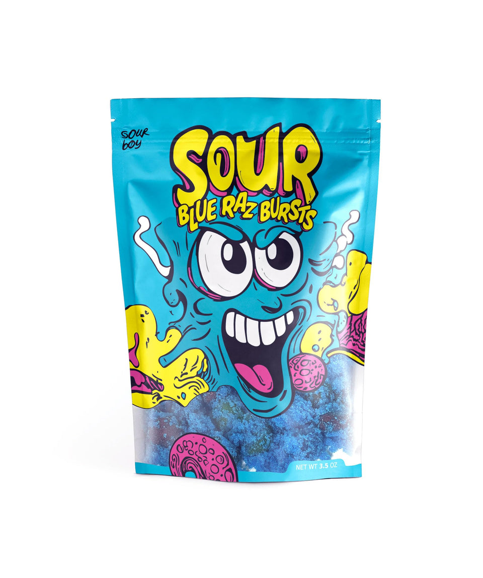 Sourboy Blue Raspberry Gushers sealed bag for on-the-go snacking with bold sour flavor.