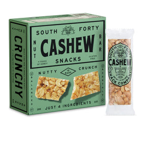 South Forty Snacks crunchy cashew bar ingredients show wholesome, on-the-go snacking.