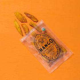 South Forty Snacks mango slices on the go, ready to snack anywhere.