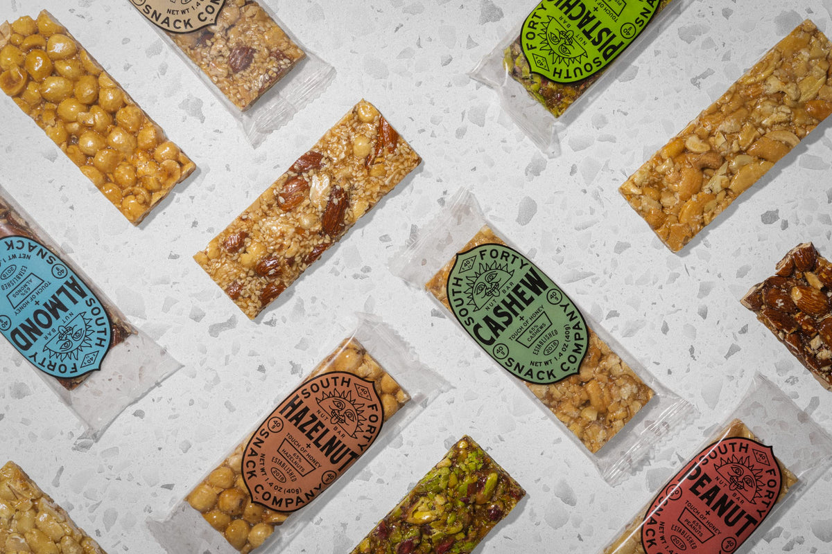 Honey drizzle on a SOUTH FORTY SNACKS bar highlighting natural sweetness.