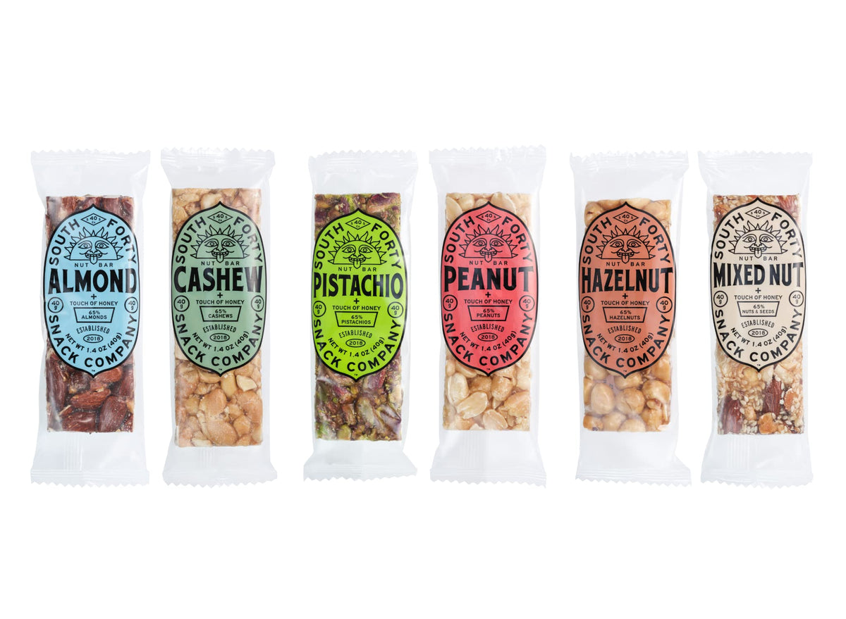 SOUTH FORTY SNACKS on-the-go snack held in hand for busy days.