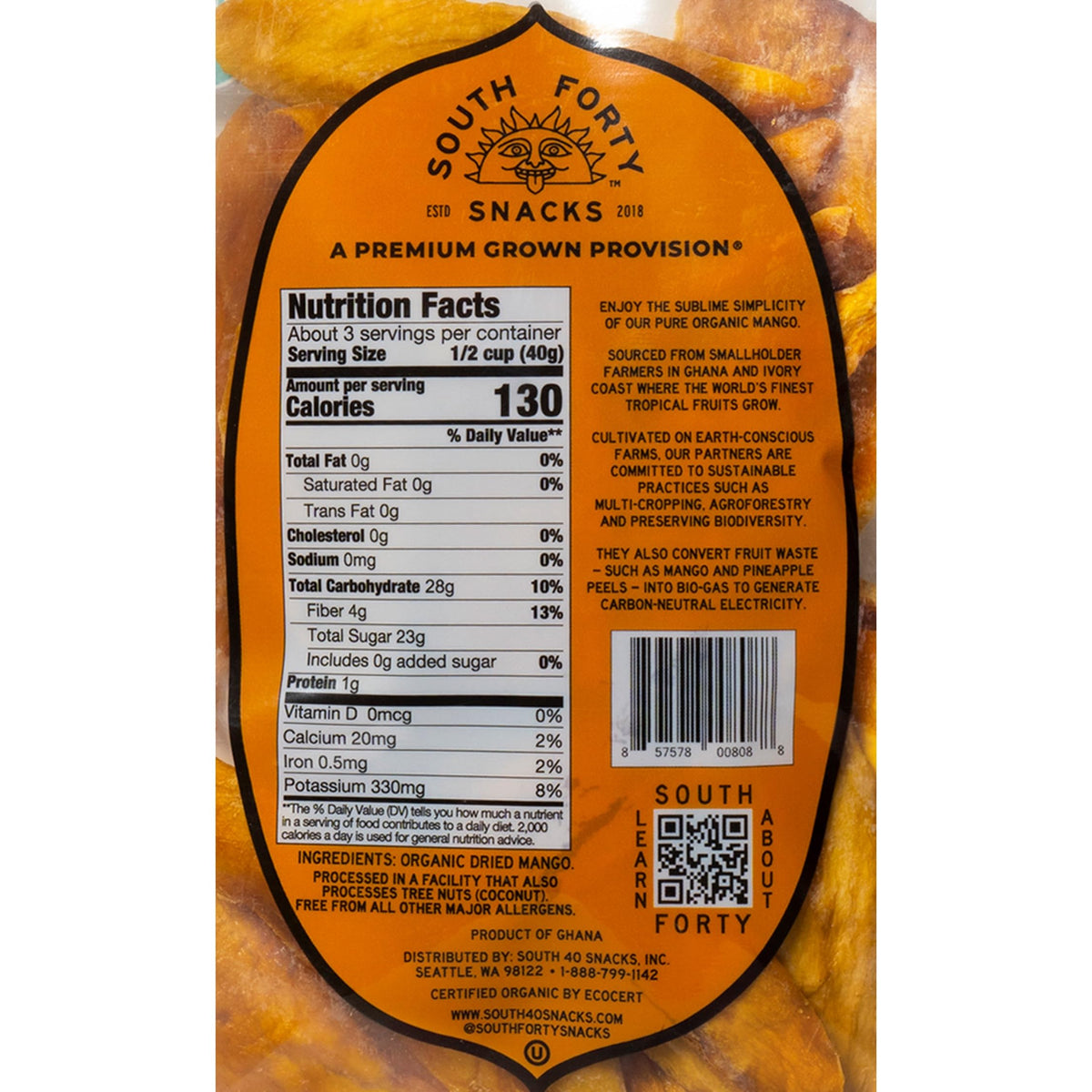 South Forty Snacks one-ingredient mango slices show pure fruit flavor.