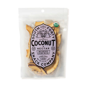 South 40 Snacks Organic Coconut Chips with Nectar bag front, simple two-ingredient snack.