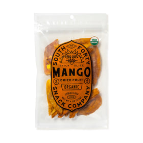 South Forty Snacks organic dried mango slices in a 4oz pack for easy snacking.