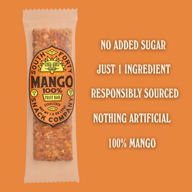 South Forty Snacks mango bar packaging ready for on-the-go snacking.
