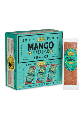 South Forty Snacks tropical pineapple mango lime bar packaging front, pack of 18 for on-the-go snacking