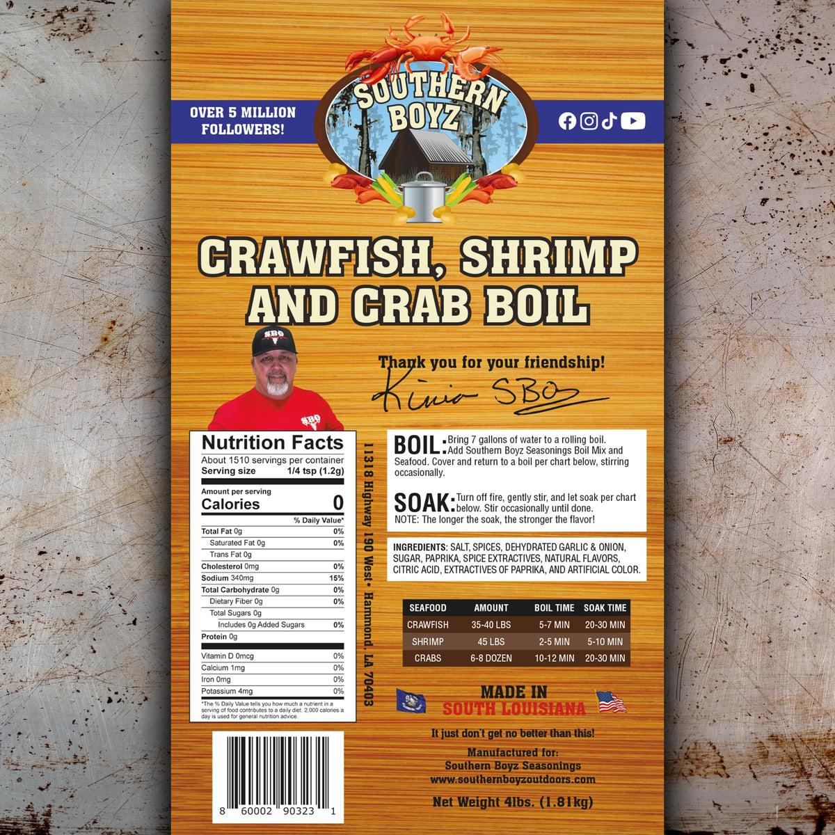 Shrimp and crab boil enhanced by Southern Boyz seasoning.