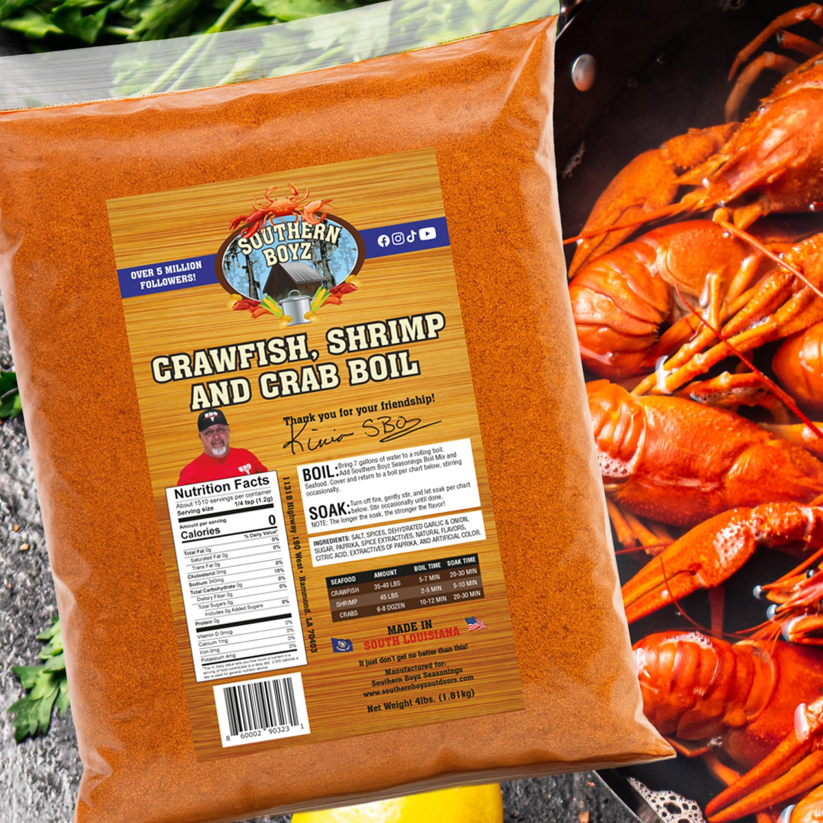 Close-up of Southern Boyz Outdoors spice blend for robust Cajun flavor.