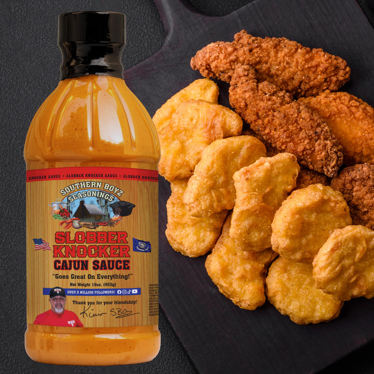 Southern Boyz Slobber Knocker chicken-fingers ready for bold dipping