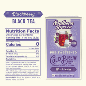 Southern Breeze 20 tea bags box for quick, sugar-free cold brew.