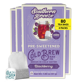 Southern Breeze blackberry cold brew tea bottle; zero sugar and zero carbs.