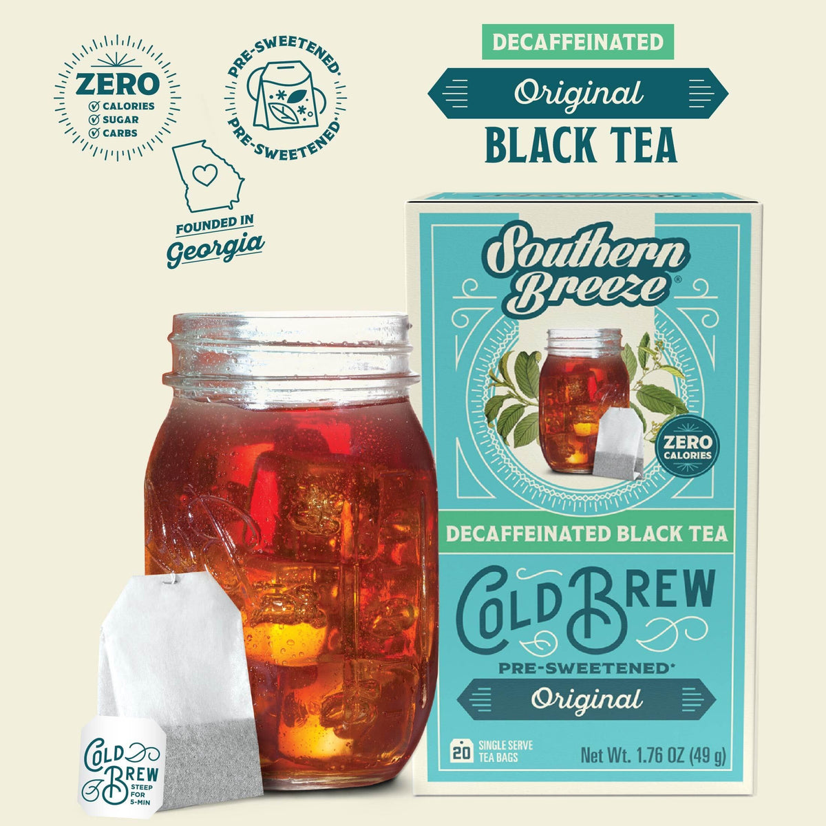 Southern Breeze zero sugar label signals a guilt-free refreshment