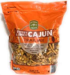 Southern Grove Sweet & Spicy Cajun Trail Mix pack shot for easy on the go snacking.