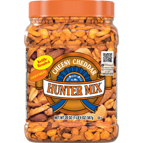 Southern Style Nuts Cheesy Cheddar Hunter Mix canister for easy sharing and on the go.