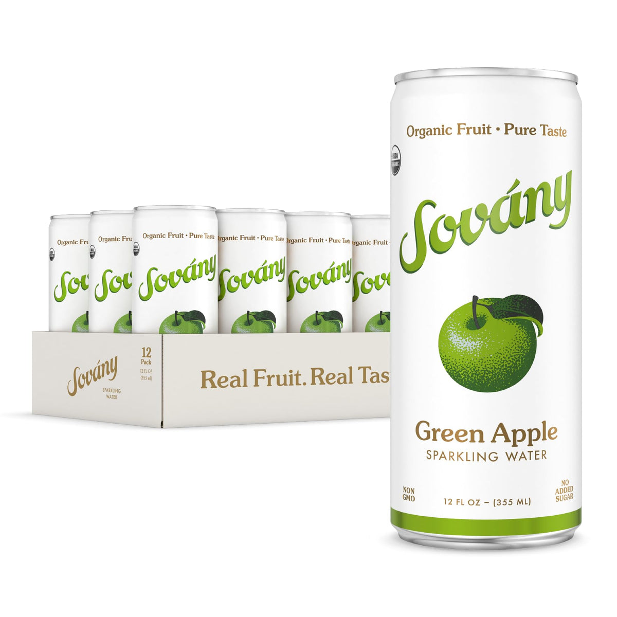 SOVÁNY Sovány Green Apple can for refreshing, guilt-free hydration.