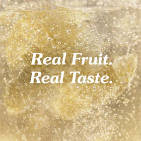 Ingredient list highlights real fruit flavors and clean carbonation.