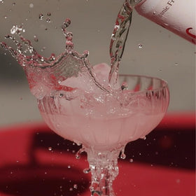 Sovany Raspberry Sparkling Water close-up nutrition label emphasizing real fruit juice