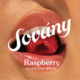 Sovany Raspberry Sparkling Water packaging emphasizes recyclable aluminum can