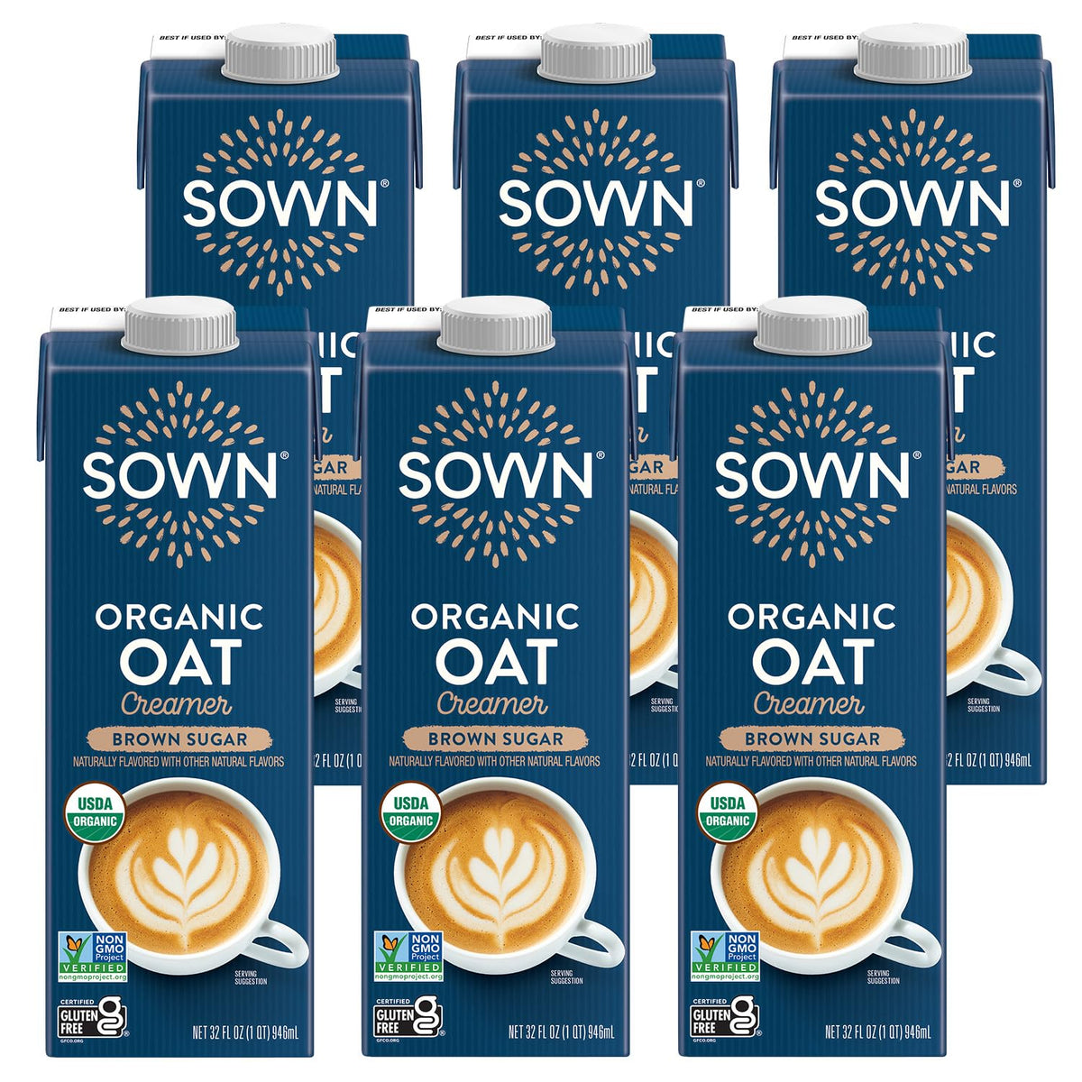 SOWN Brown Sugar Organic Oat Creamer jar adds creamy sweetness to coffee.