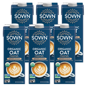 SOWN Brown Sugar Organic Oat Creamer jar adds creamy sweetness to coffee.