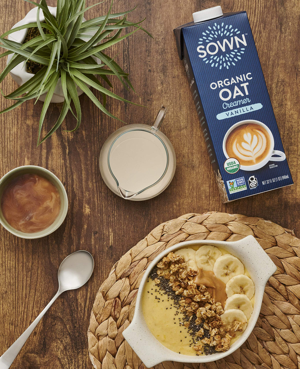 SOWN Organic Oat Creamer texture blends smoothly into coffee crema
