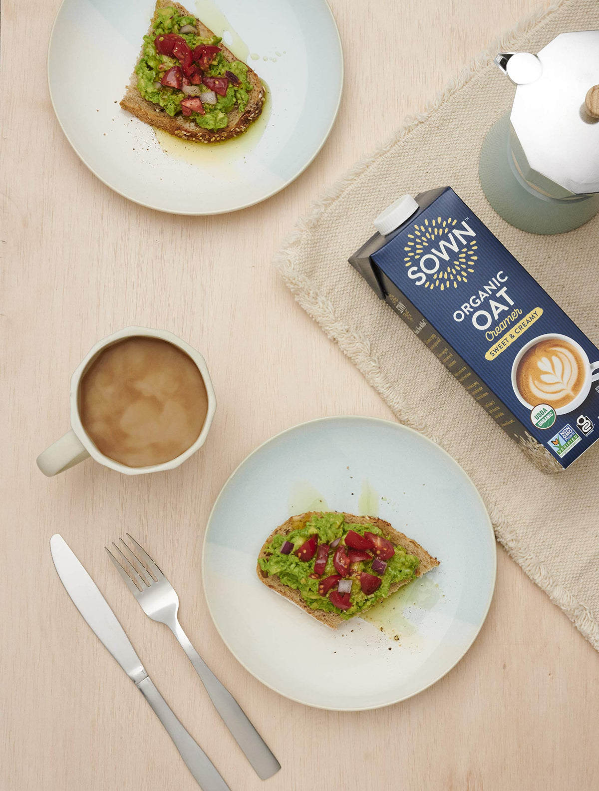 SOWN Organic Oat Creamer with no artificial flavors and sweeteners label