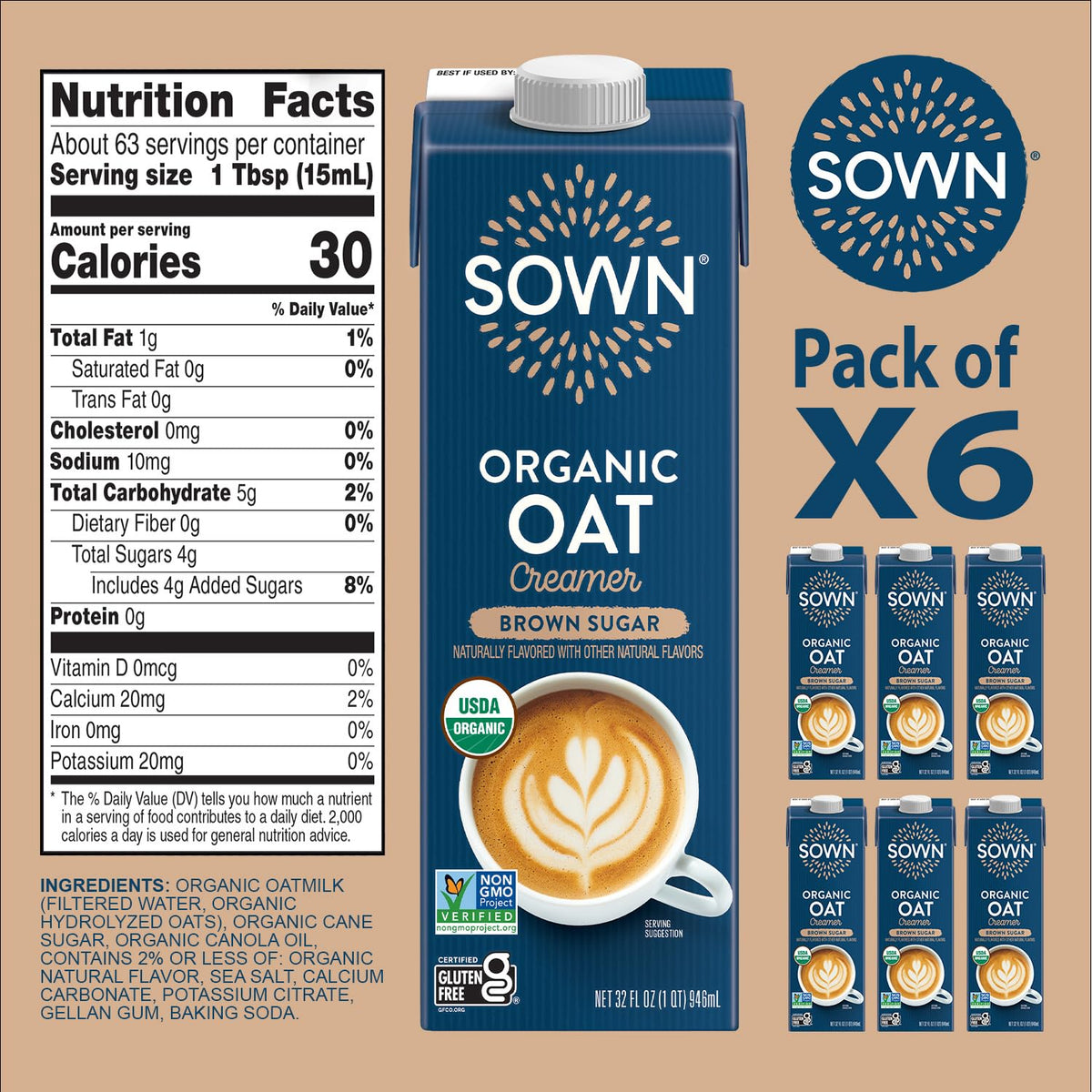 SOWN Organic Oat Creamer bottle delivering dairy-free richness to brew.
