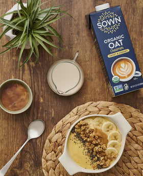 SOWN Organic Oat Creamer highlighting North American oat sources
