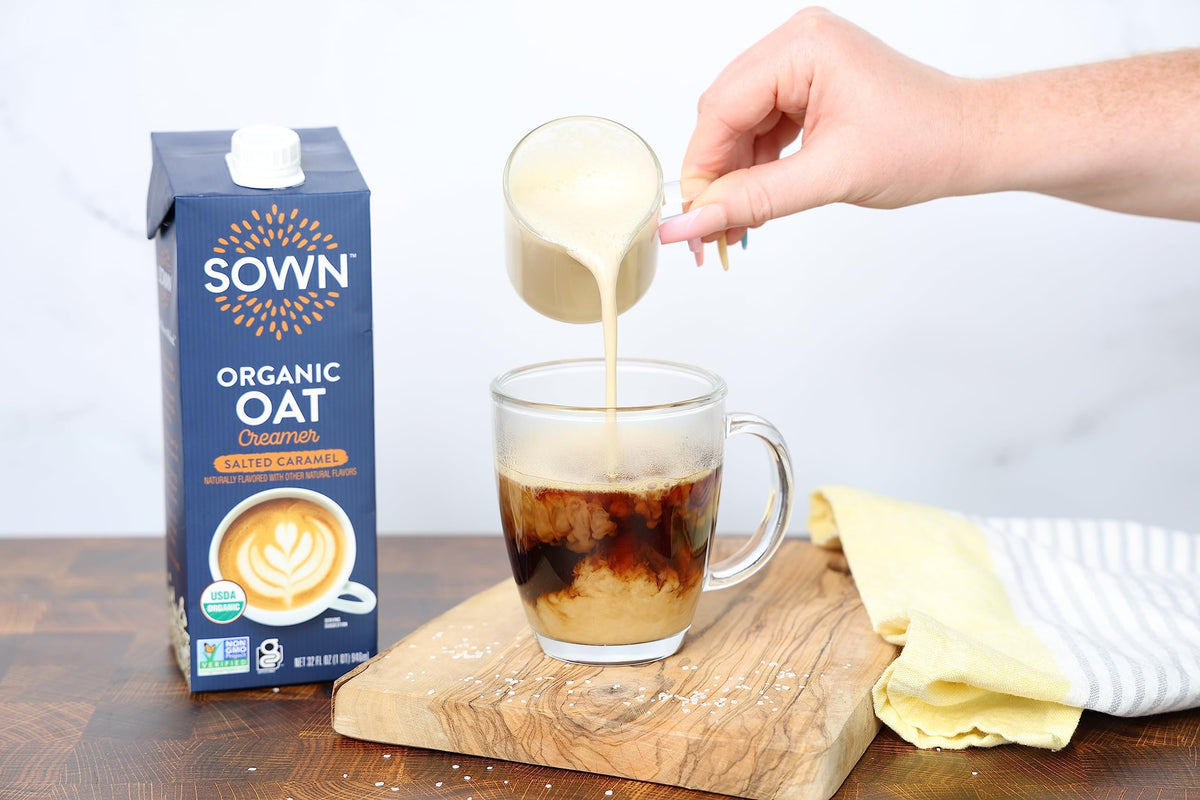 Close-up of oats used in SOWN Organic Oat Creamer highlighting organic ingredients
