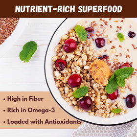 Flax seeds mixed into batter for baking adds omega-3 and crunch