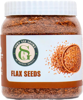 Sown and Grown flax seeds in a jar showing premium packaging and freshness