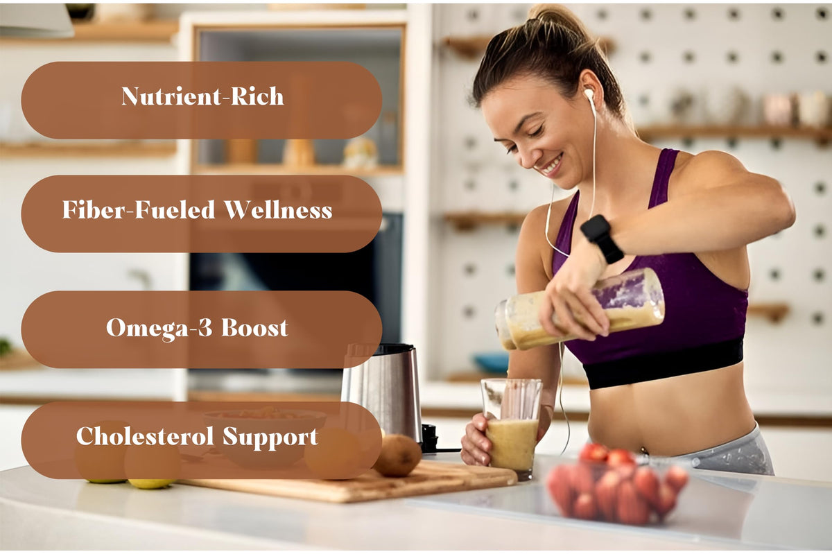 Sown and Grown flaxseed smoothie idea showcasing creamy drink boost with omega-3