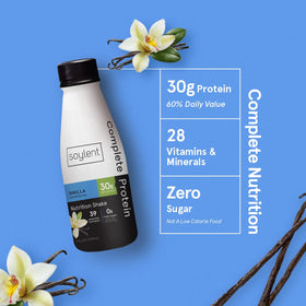Soylent Complete Protein Shake Vanilla on-the-go bottle with cup, easy meal replacement