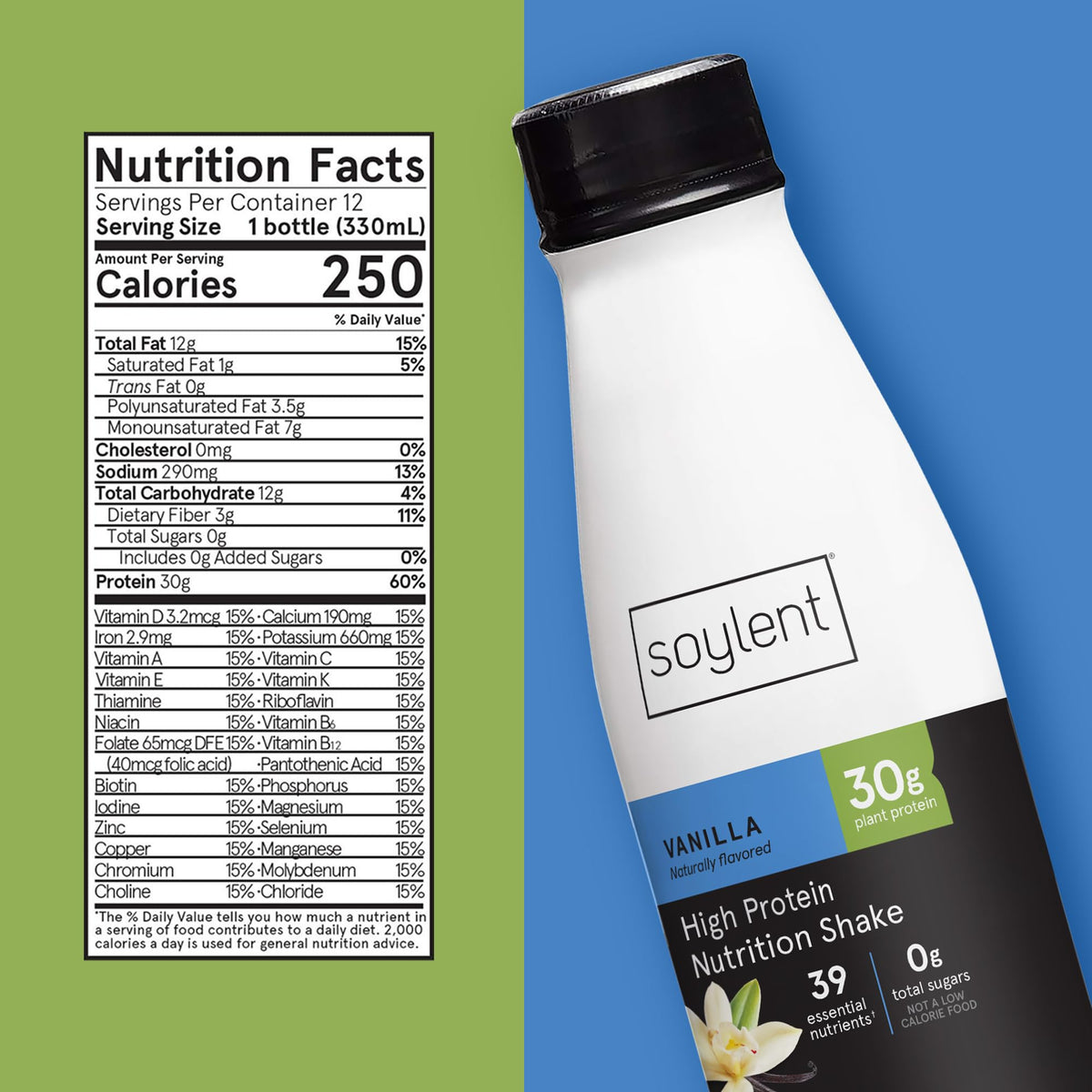 Soylent Complete Protein Shake Vanilla pour into glass, smooth texture and fullness