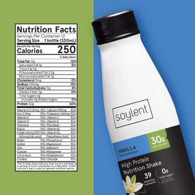 Soylent Complete Protein Shake Vanilla pour into glass, smooth texture and fullness