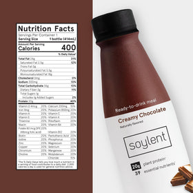 Soylent Creamy Chocolate foam close-up suggests creamy texture and satisfying sip.