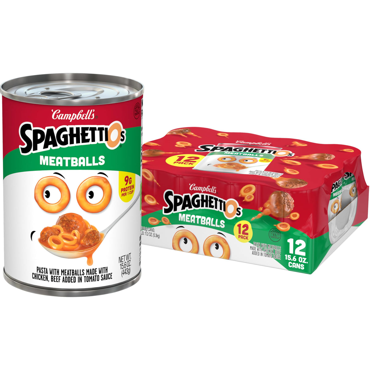 SpaghettiOs Meatballs can label shows a ready-to-serve pantry staple for busy families.