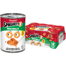 SpaghettiOs Meatballs can label shows a ready-to-serve pantry staple for busy families.