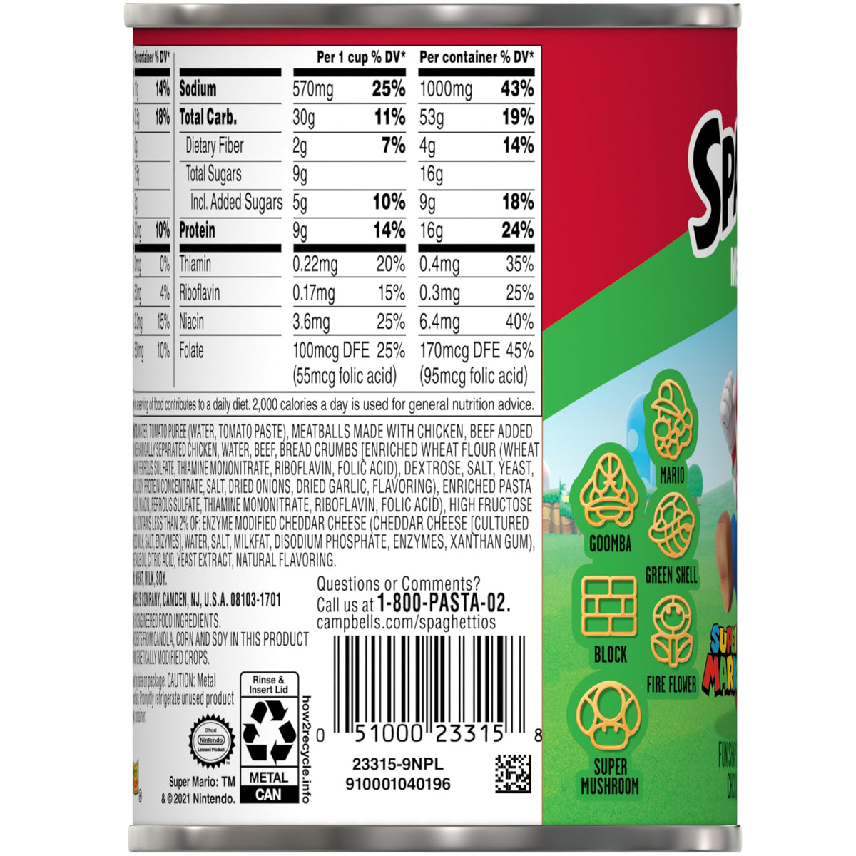 SpaghettiOs kid-friendly lunch idea with shaped pasta and meatballs in can