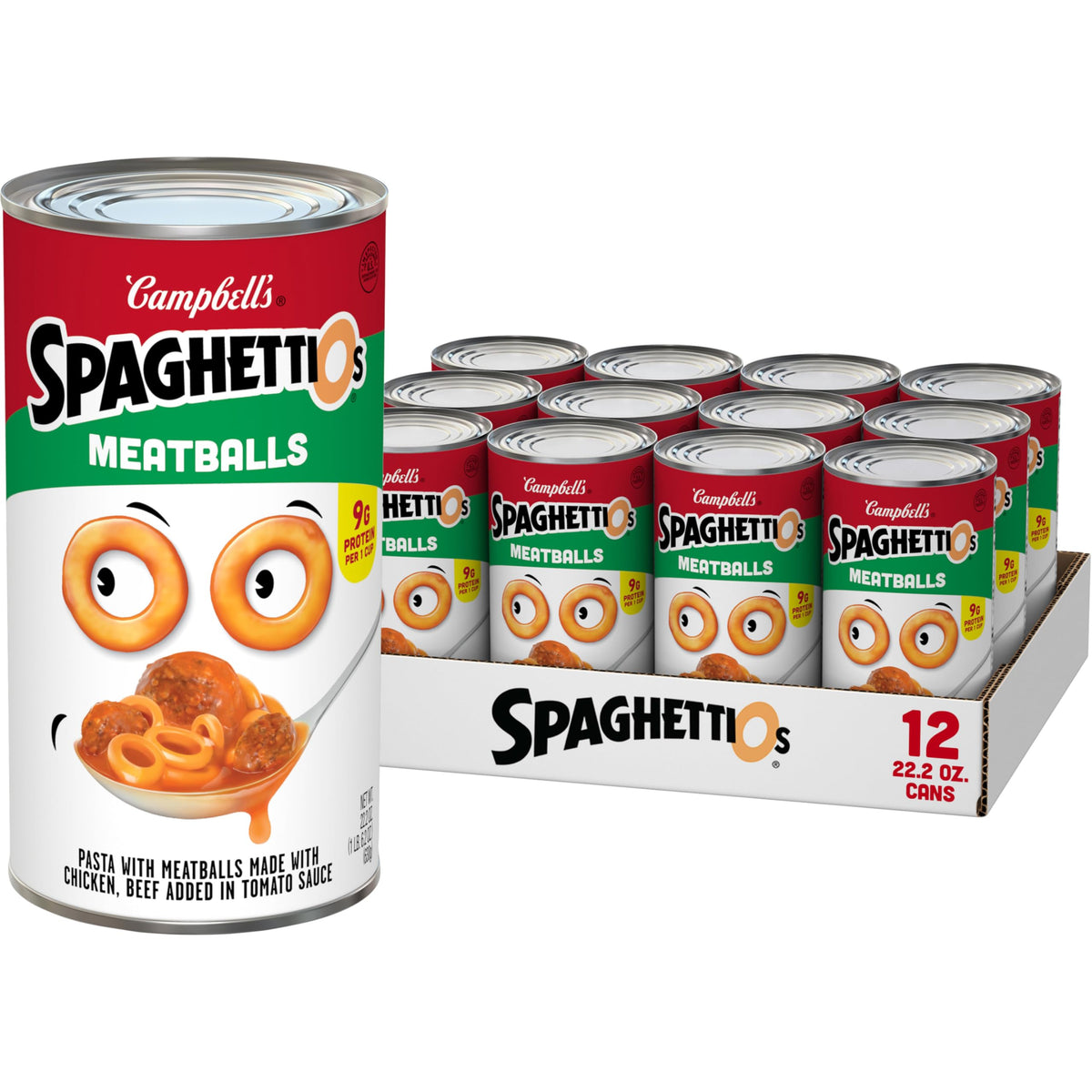 SpaghettiOs meatballs in tomato sauce can offers a convenient family lunch.