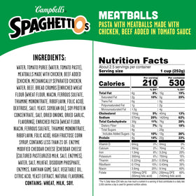 Microwave-ready SpaghettiOs pasta in about three minutes for quick meals.