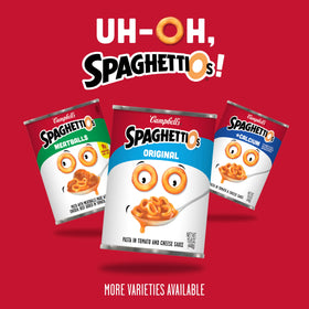 12-pack of SpaghettiOs Original cans, pantry staple for quick meals