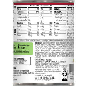 SpaghettiOs vegetables-per-serving highlight balance in a kid-friendly meal.