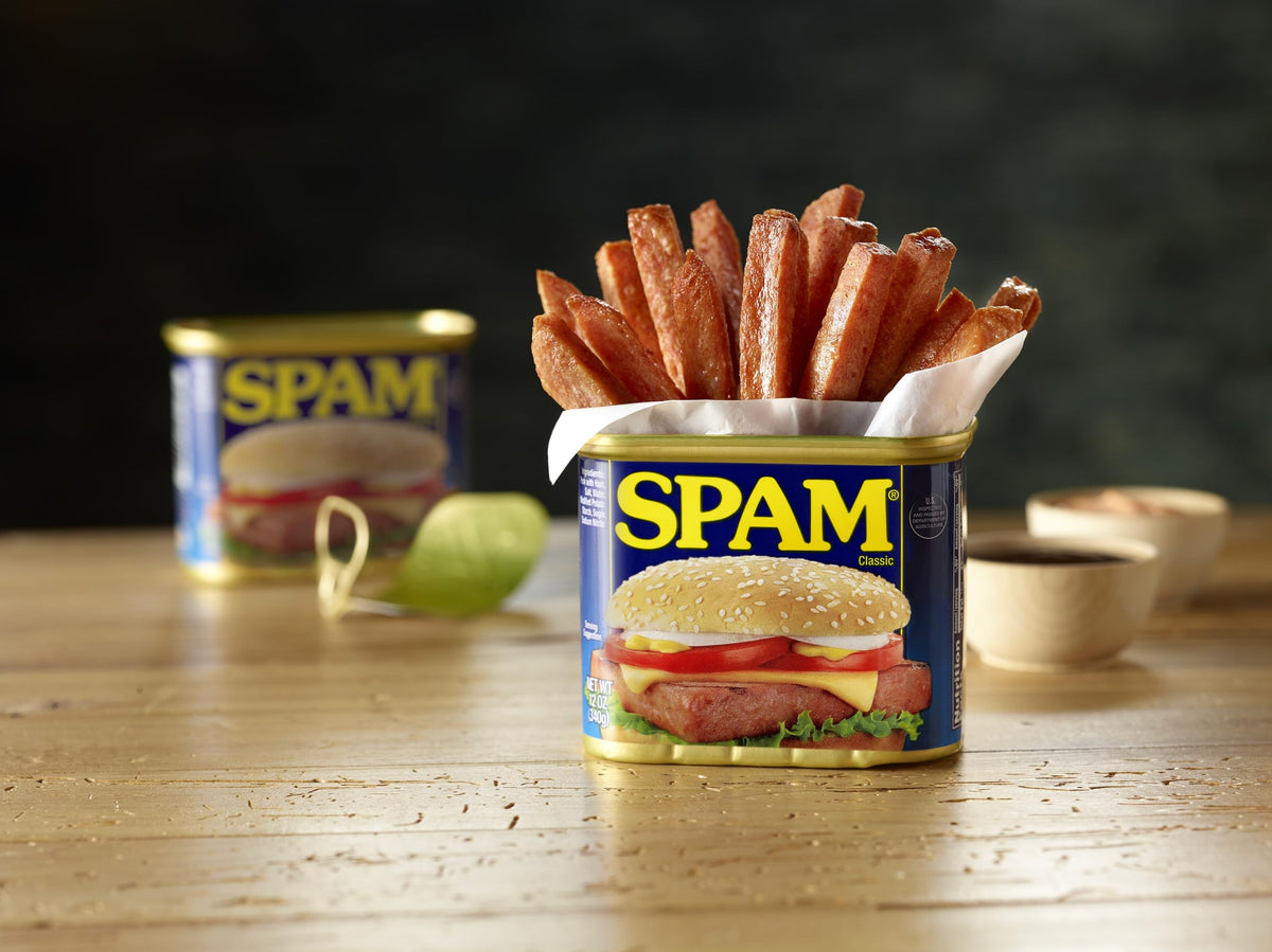 SPAM Classic folded into macaroni and cheese for a creamy bite.