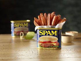 SPAM Classic folded into macaroni and cheese for a creamy bite.
