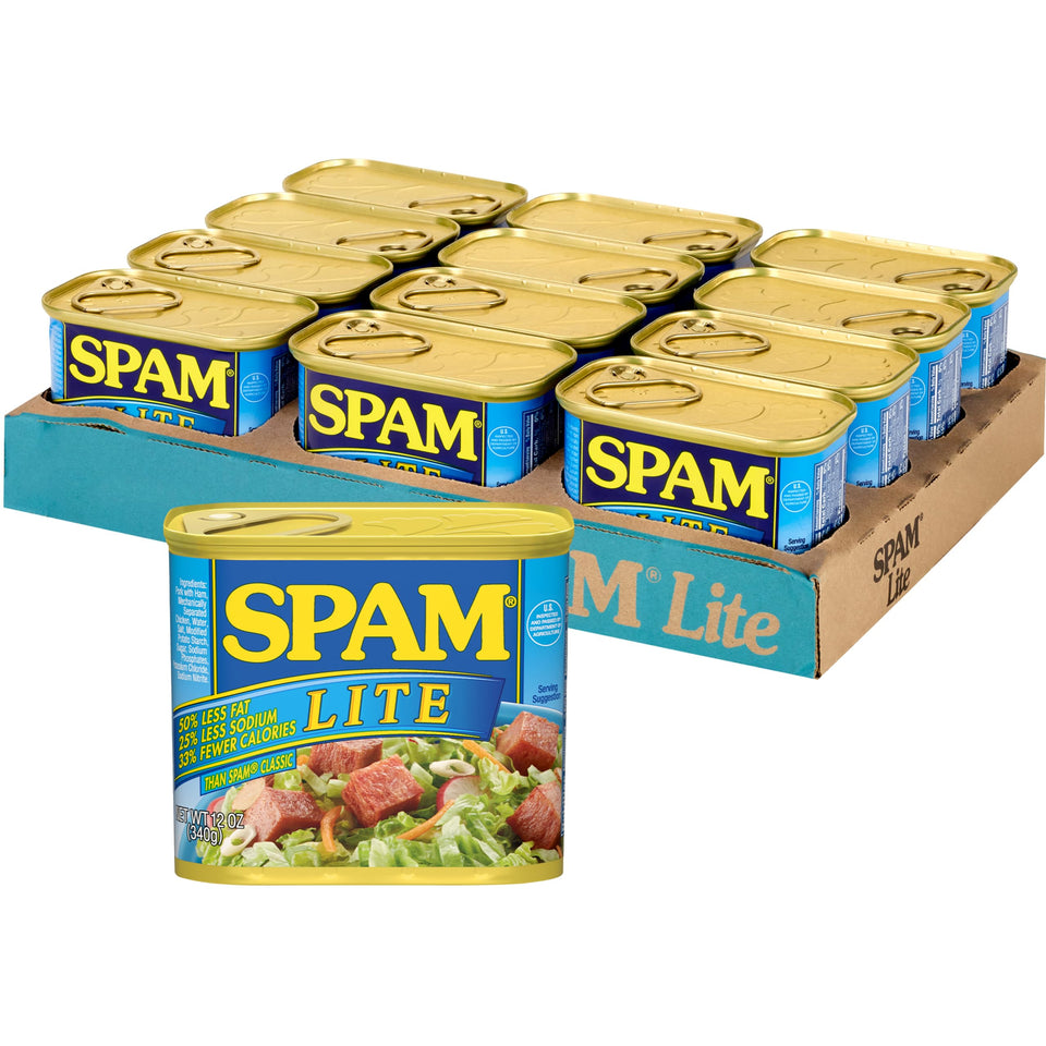 SPAM Lite canned meat in a 12 oz can, ready for quick meals